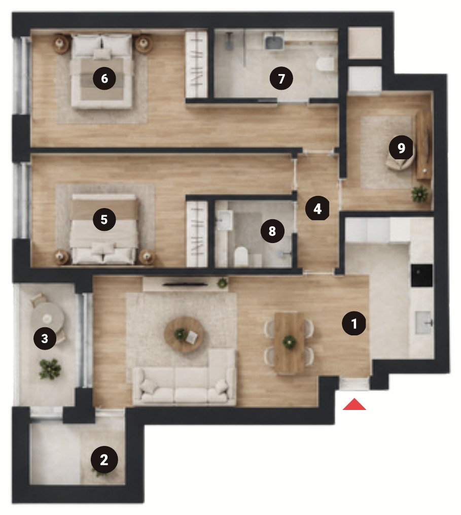 Planta tipo T2+1, blend.05