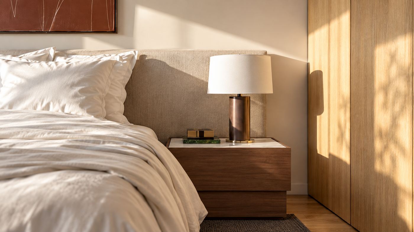 Pormenor da suite, mesa de cabeceira, blend.05